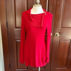 INC International Concepts Red Tunic with Zipper Detail